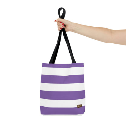 Lightweight Tote Bag - Lilac/White Stripes