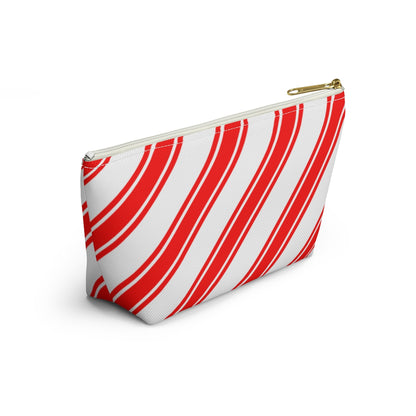 Big Bottom Zipper Pouch - Peppermint Candy Cane Stripes