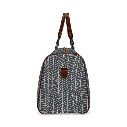 Herringbone - Navy Waterproof Travel Bag (Small)