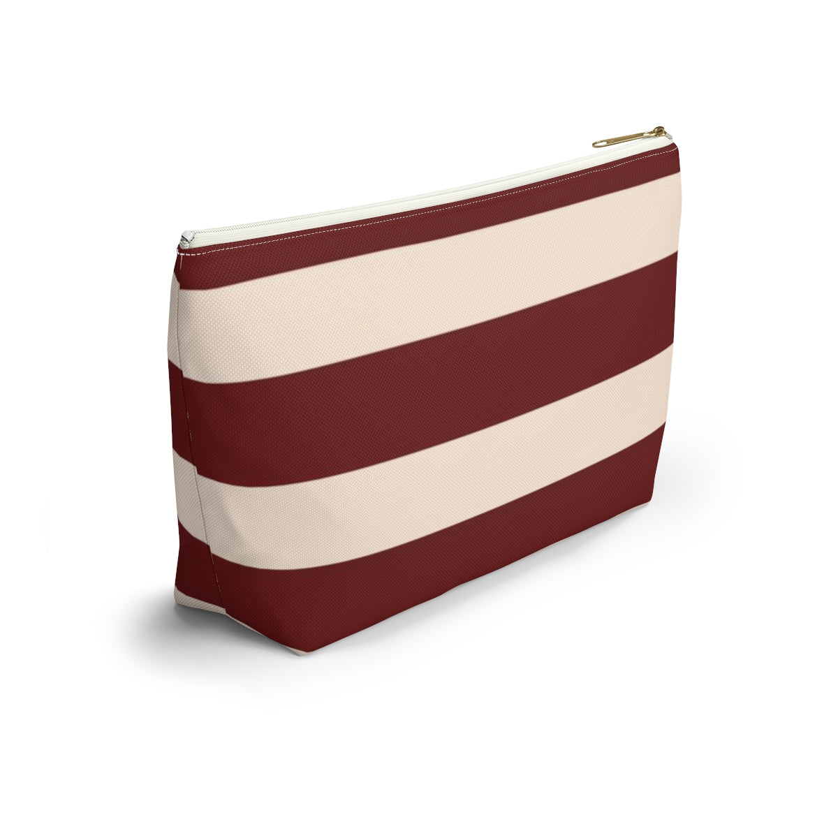 Big Bottom Zipper Pouch - Berry/Cream Stripes