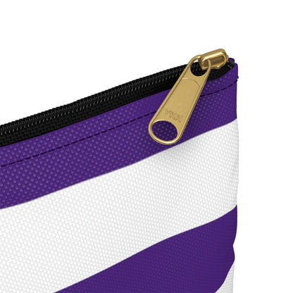 Flat Zipper Pouch - Purple/White Stripes