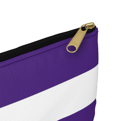 Flat Zipper Pouch - Purple/White Stripes