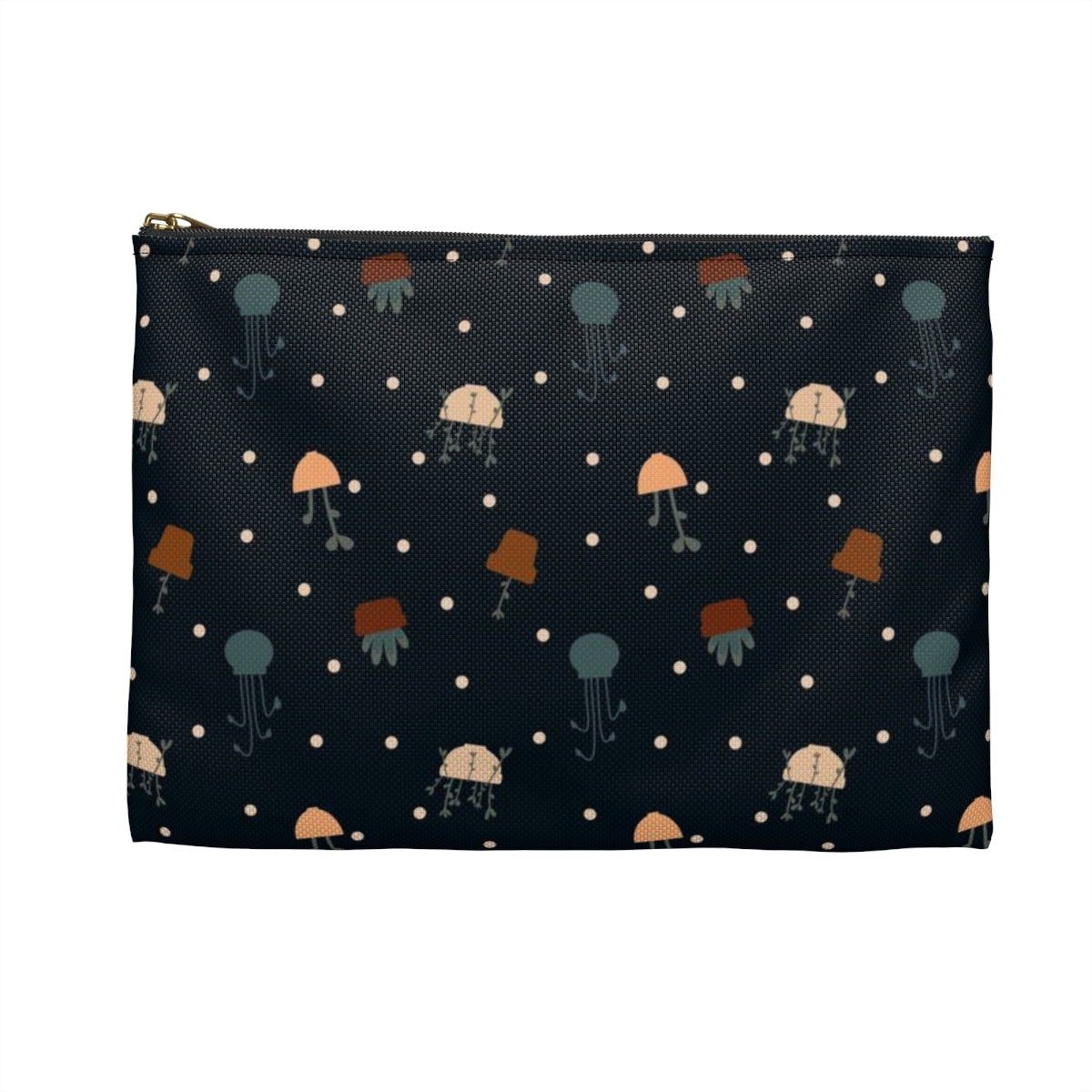 Flat Zipper Pouch - Potted Plants in Navy