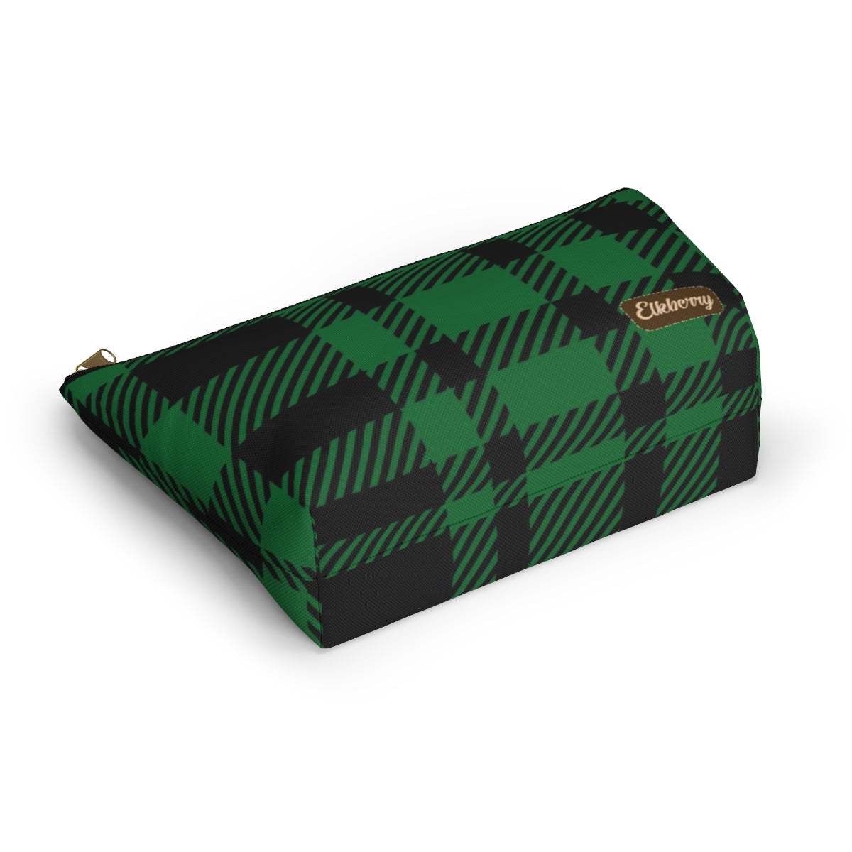 Big Bottom Zipper Pouch - Green Buffalo Check, Green Plaid