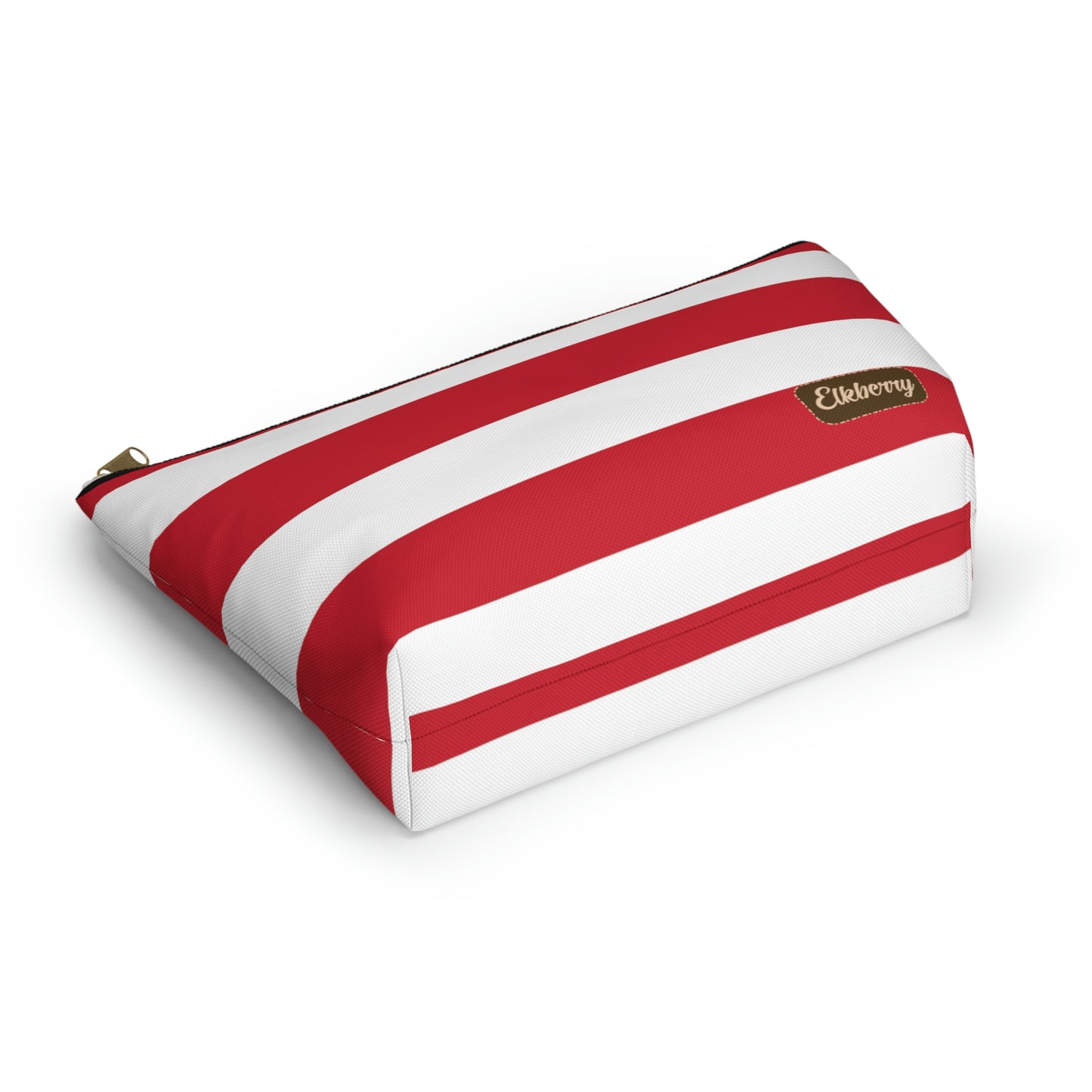 Big Bottom Zipper Pouch - Red/White Stripes