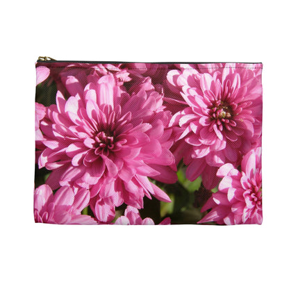 Flat Zipper Pouch - Pink Mums