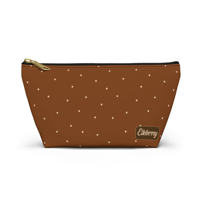 Big Bottom Zipper Pouch - Dots on Pumpkin