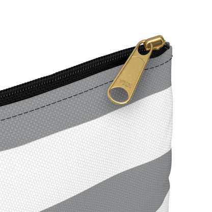 Flat Zipper Pouch - Ash Gray/White Stripes