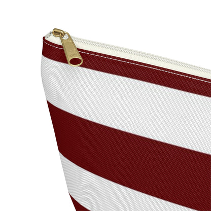 Big Bottom Zipper Pouch - Berry/White Stripes