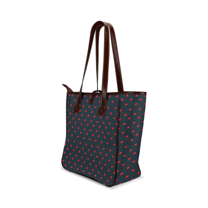 Red Hearts on Navy Classic Tote Handbag