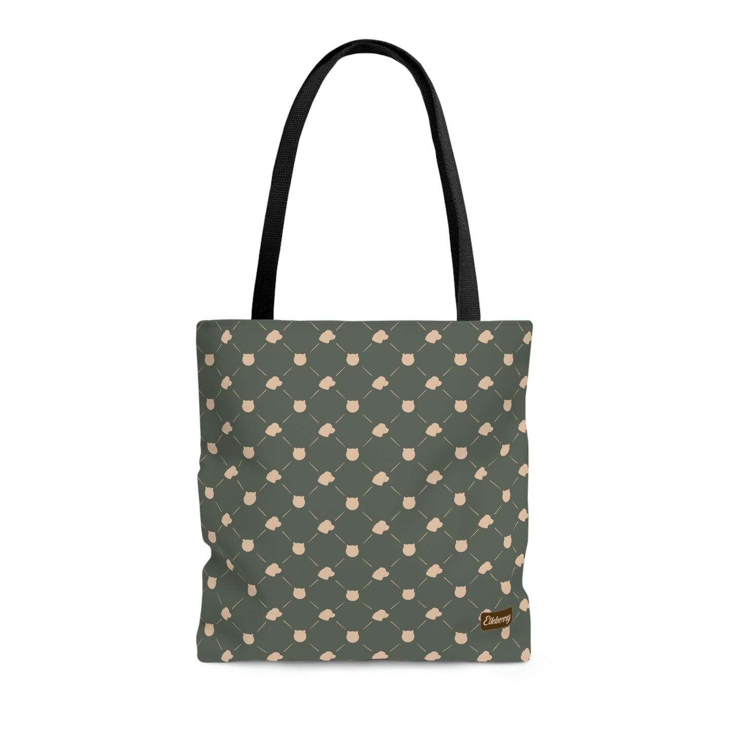 Lightweight Tote Bag - Cat & Dog in Sage