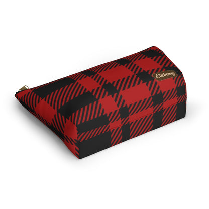 Big Bottom Zipper Pouch - Red Buffalo Check, Red Plaid