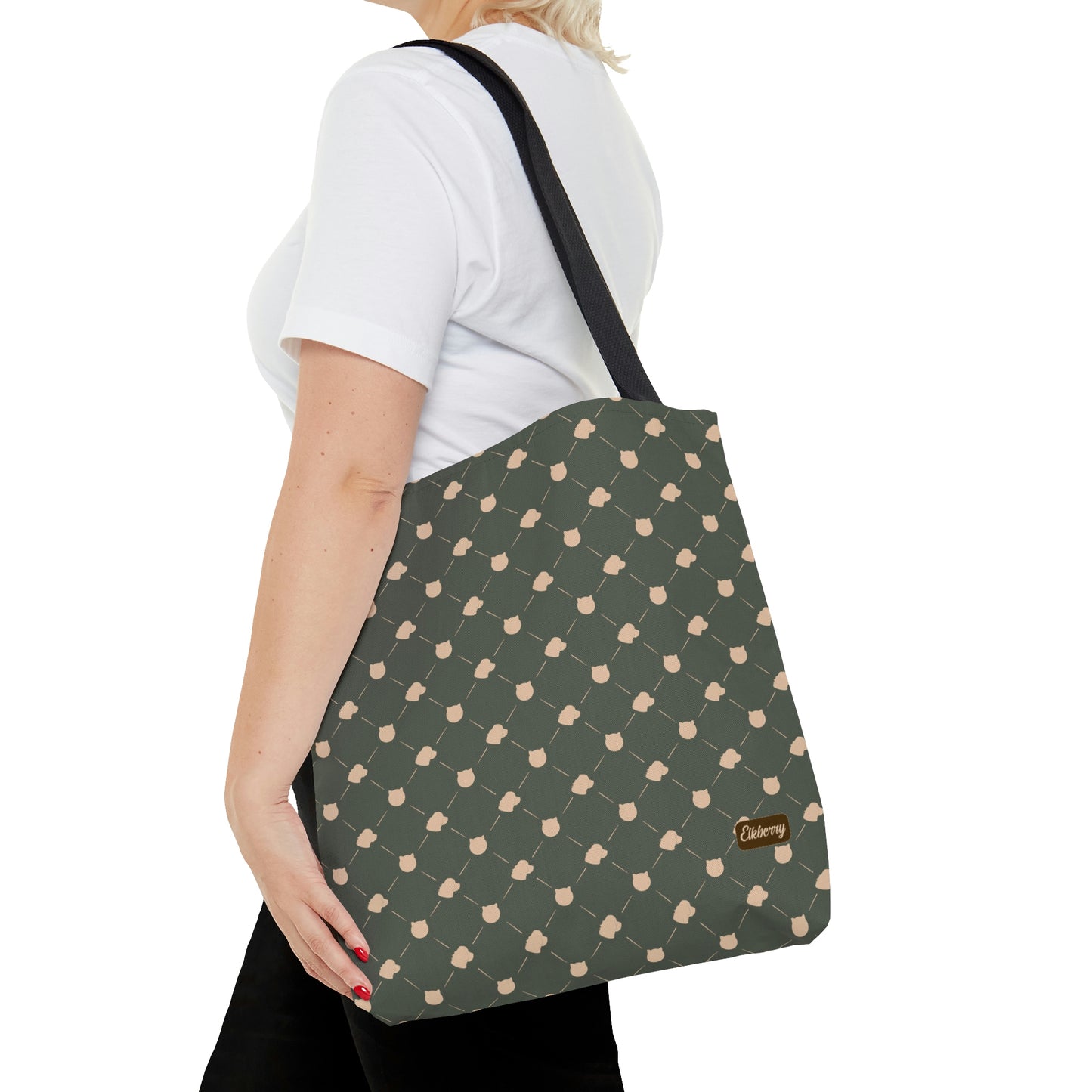 Lightweight Tote Bag - Cat & Dog in Sage