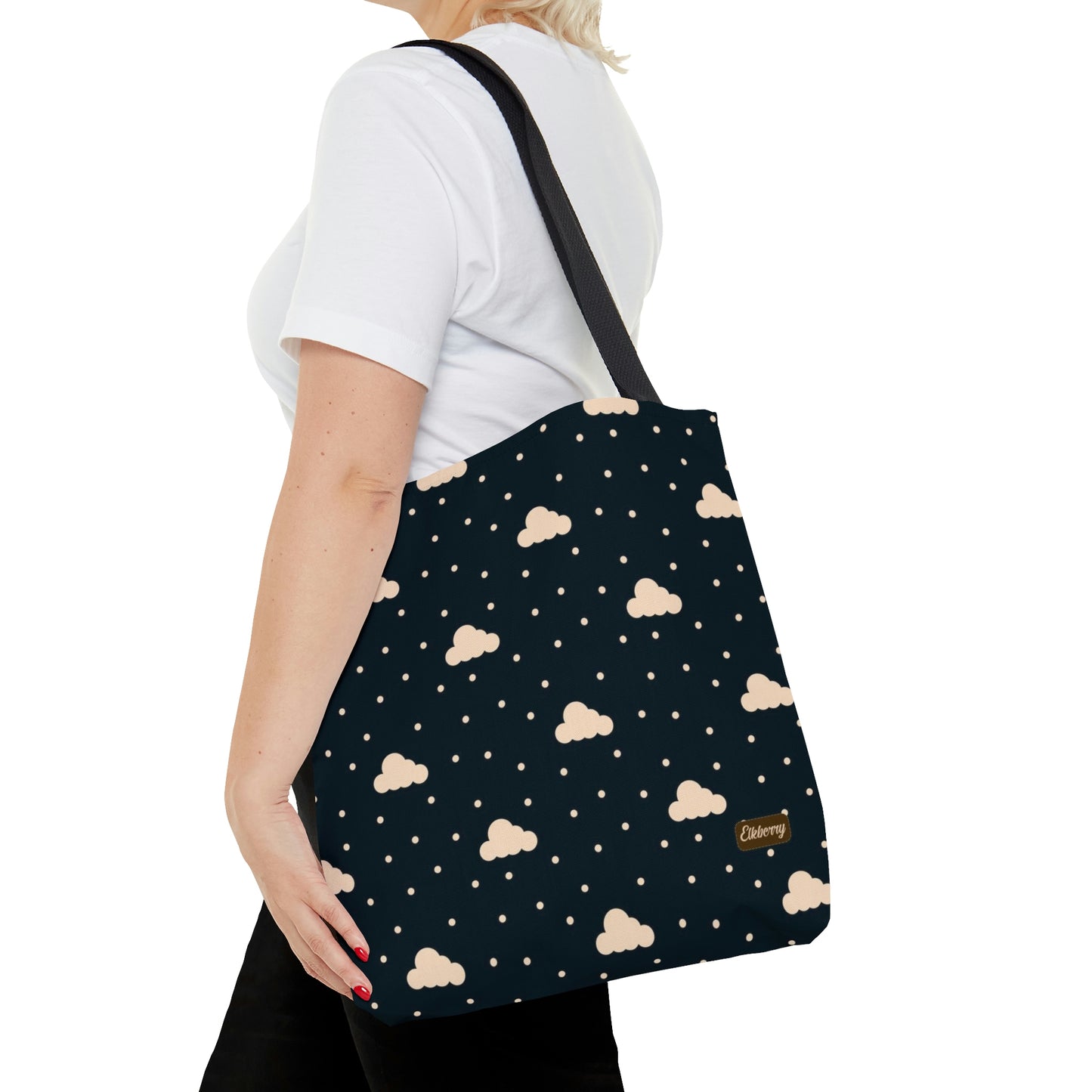 Lightweight Tote Bag - Clouds on Navy