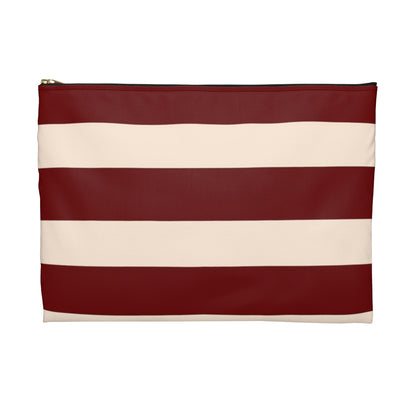 Flat Zipper Pouch - Berry/Cream Stripes