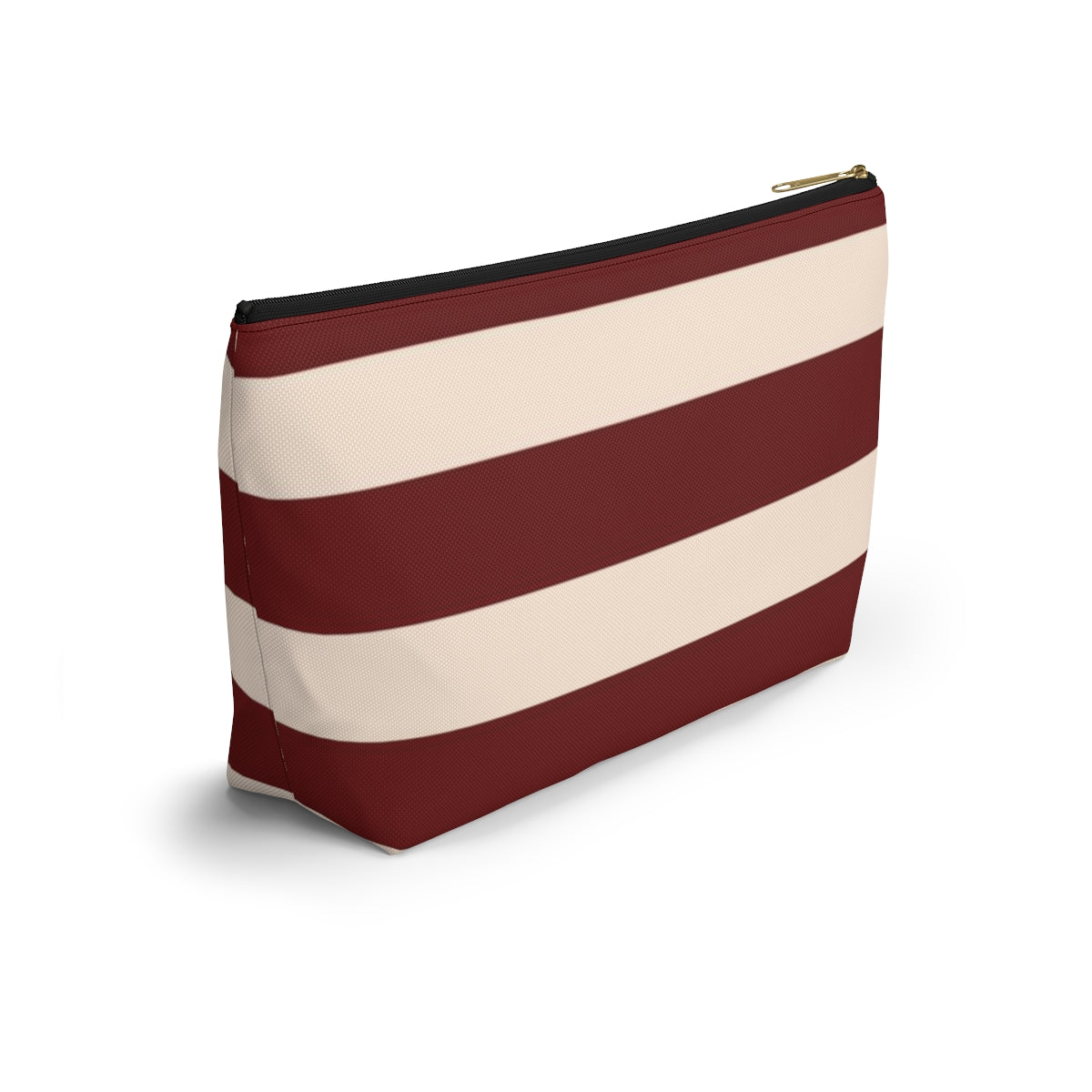 Big Bottom Zipper Pouch - Berry/Cream Stripes