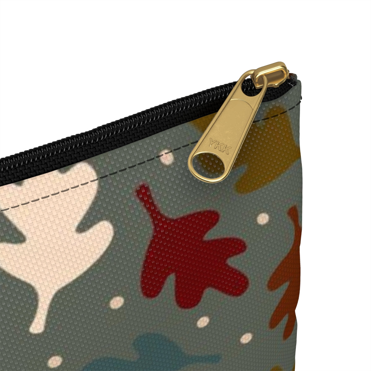 Flat Zipper Pouch - Fall Leaves on Sage