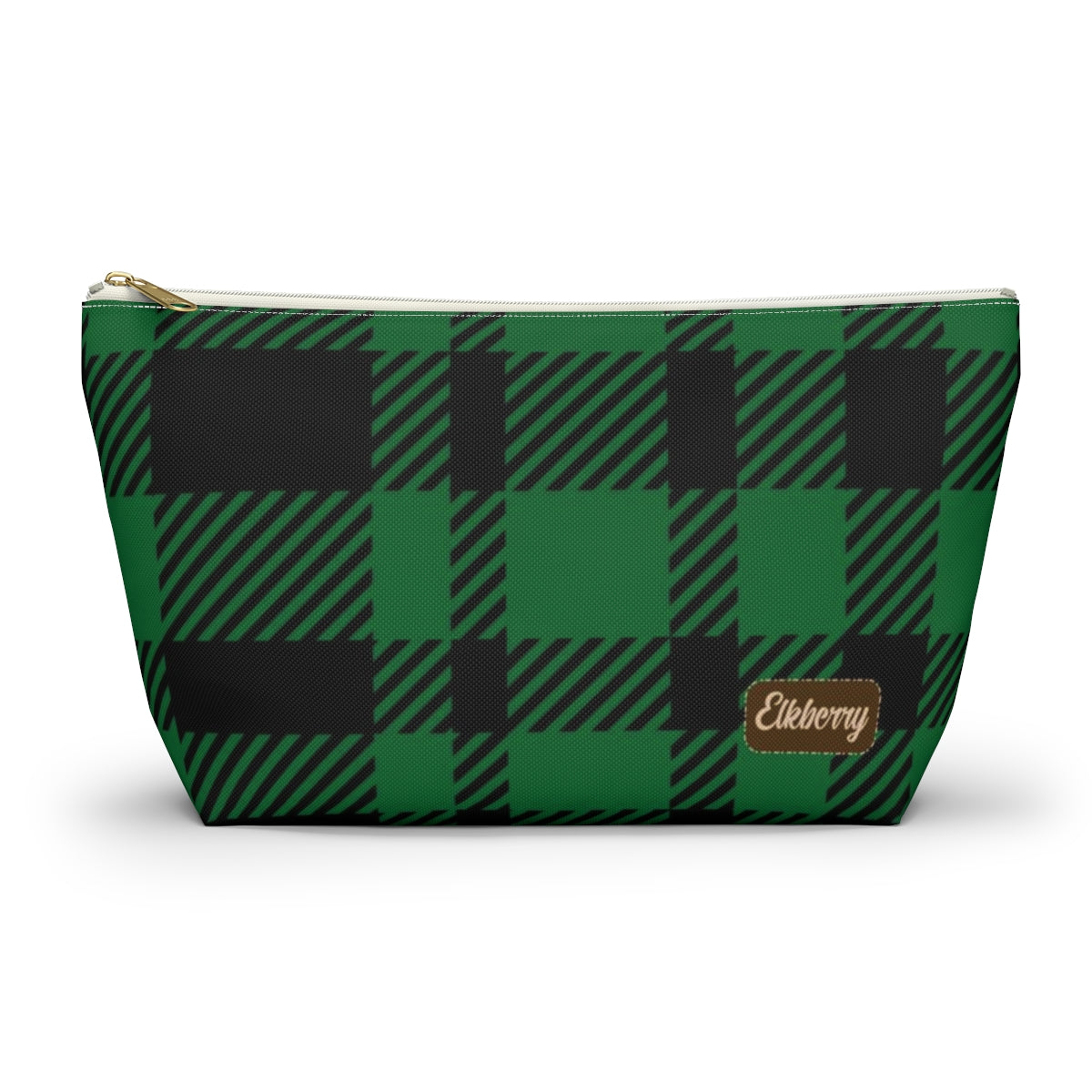 Big Bottom Zipper Pouch - Green Buffalo Check, Green Plaid