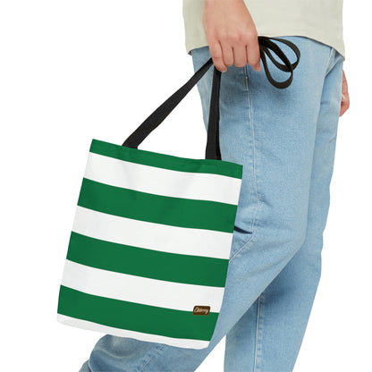 Lightweight Tote Bag - Kelly Green/White Stripes