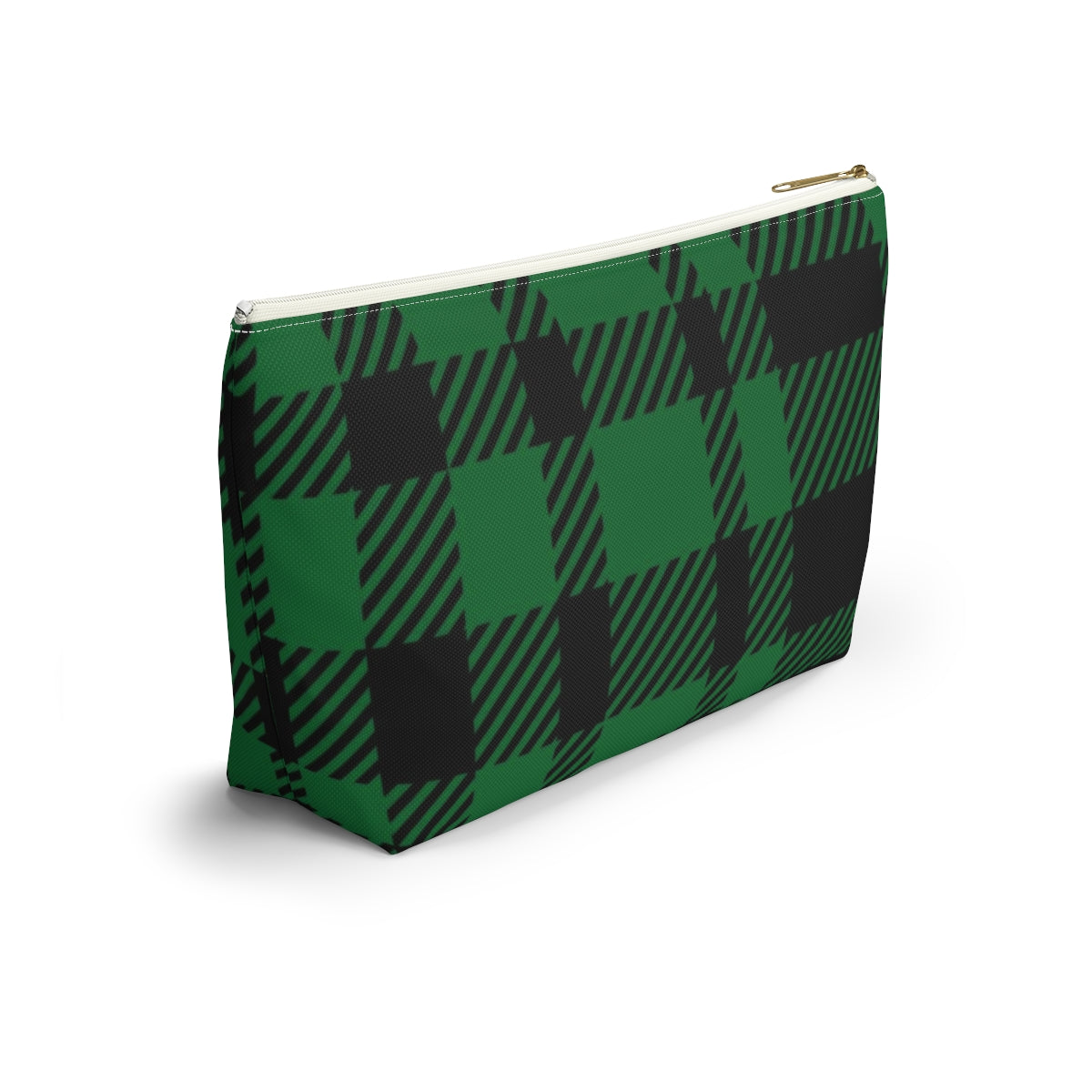 Big Bottom Zipper Pouch - Green Buffalo Check, Green Plaid