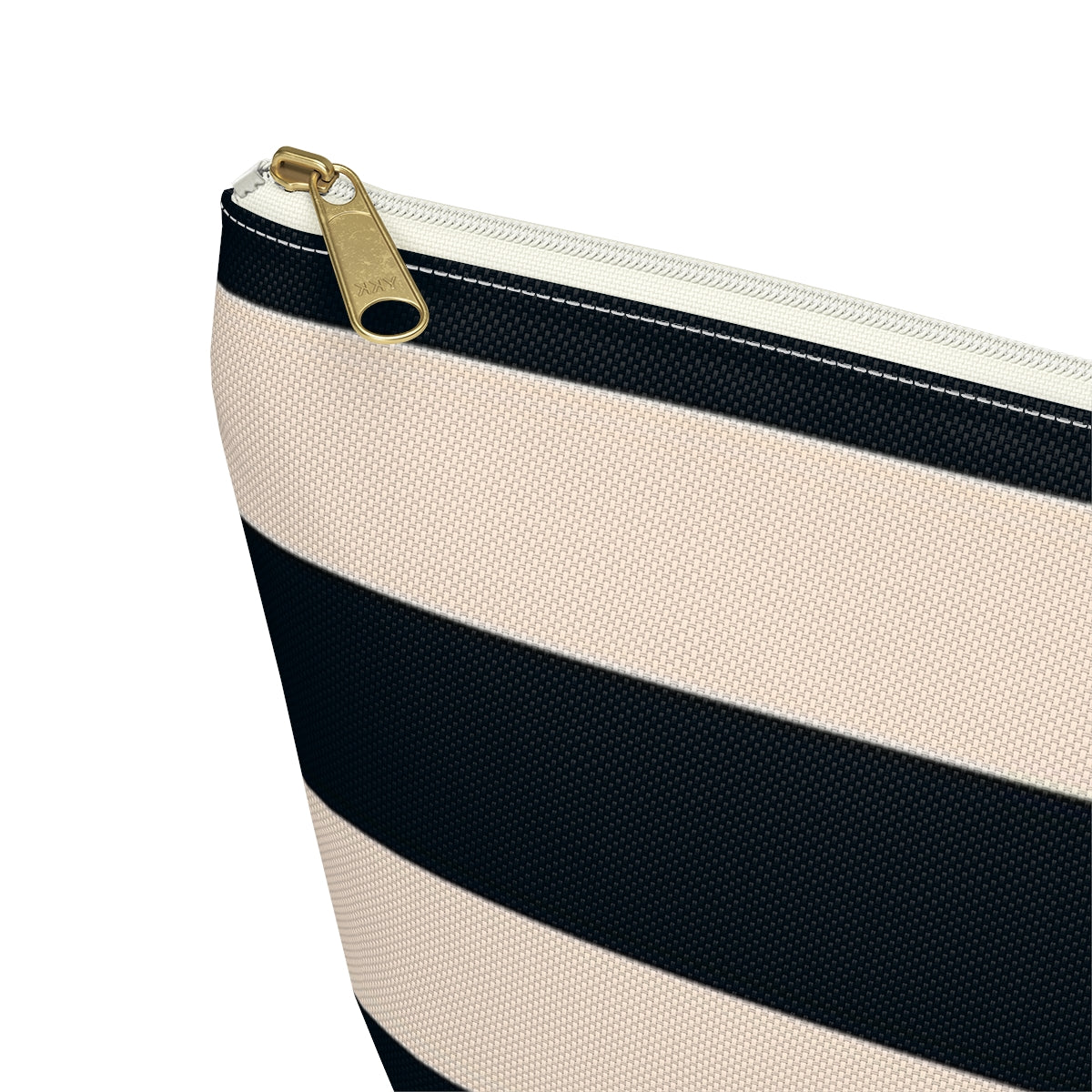 Big Bottom Zipper Pouch - Navy/Cream Stripes