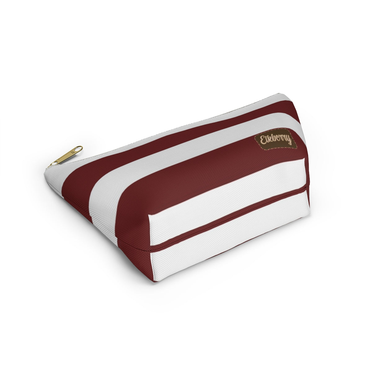 Big Bottom Zipper Pouch - Berry/White Stripes