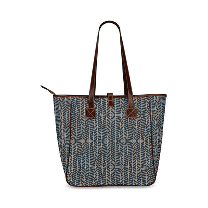 Herringbone - Navy Classic Tote Handbag