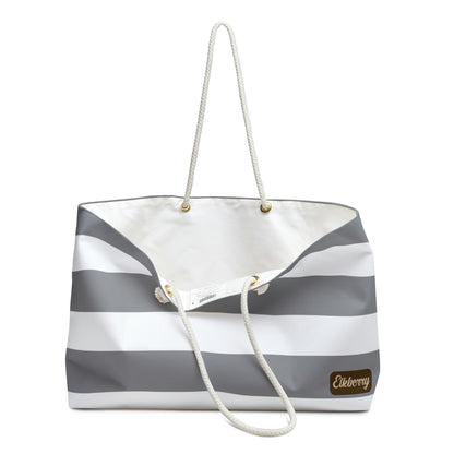 Weekender Tote Bag - Ash Gray/White Stripes