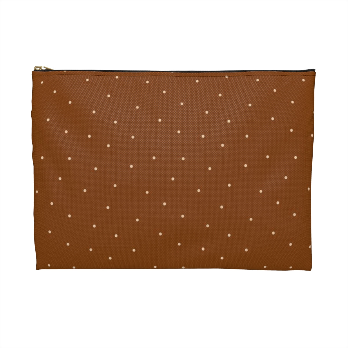 Flat Zipper Pouch - Dots on Pumpkin