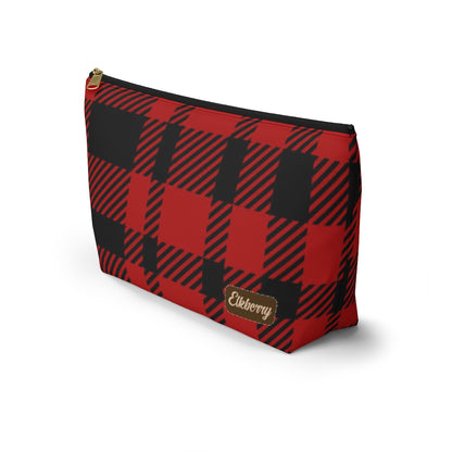 Big Bottom Zipper Pouch - Red Buffalo Check, Red Plaid