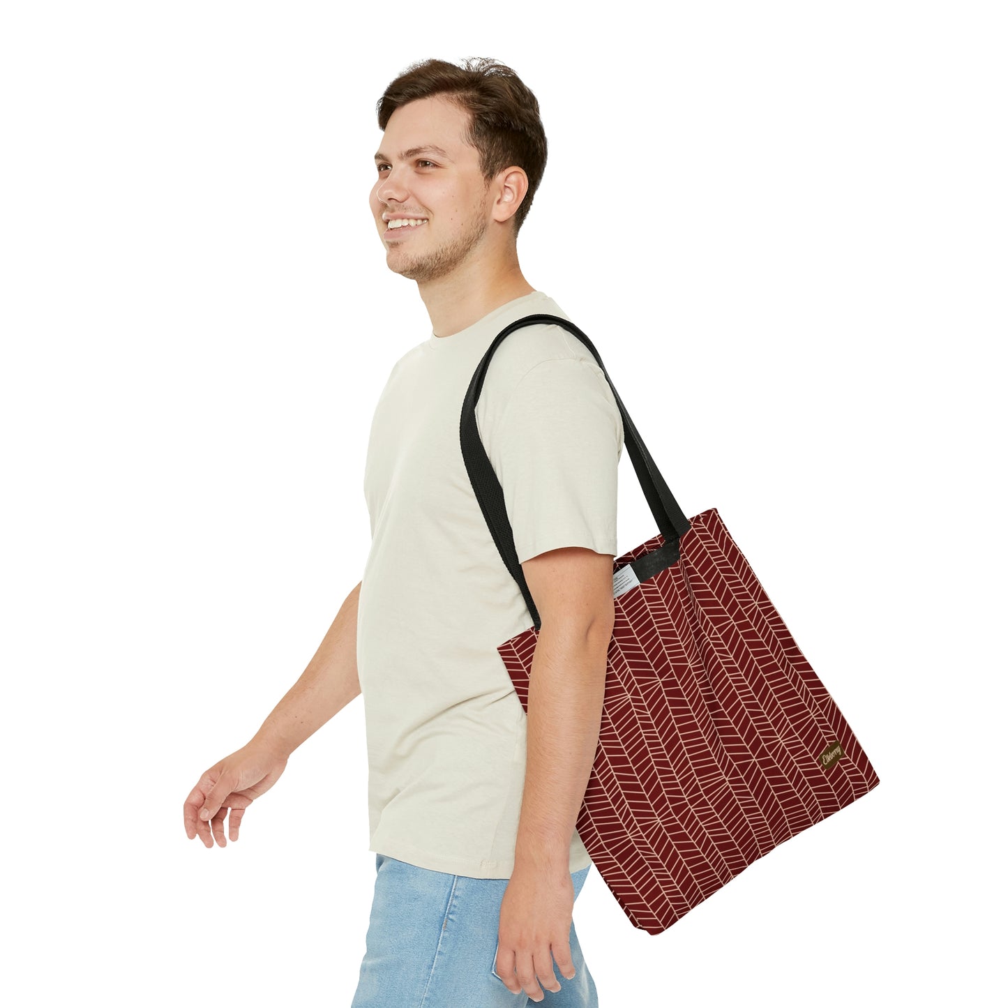 Lightweight Tote Bag - Herringbone in Berry