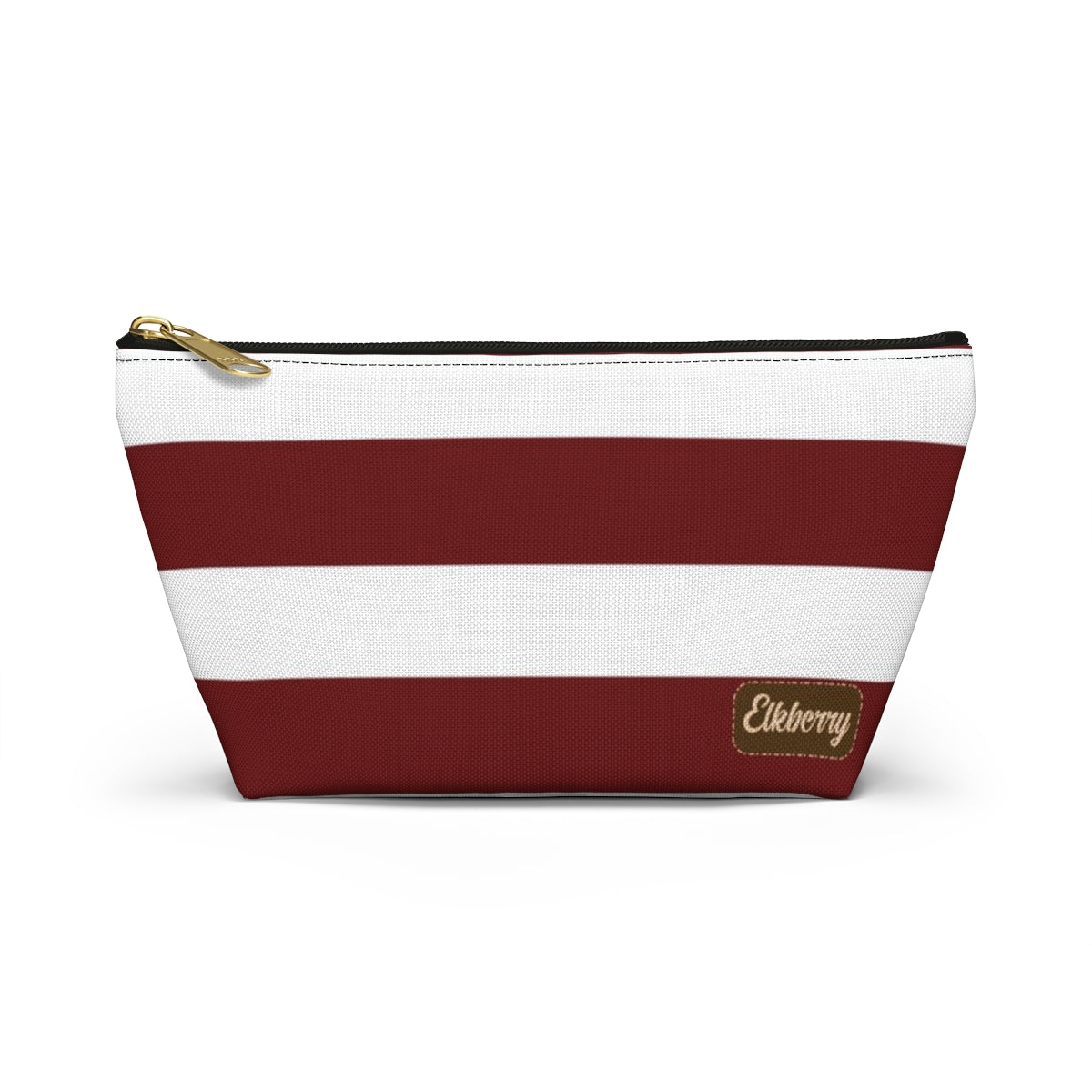 Big Bottom Zipper Pouch - Berry/White Stripes