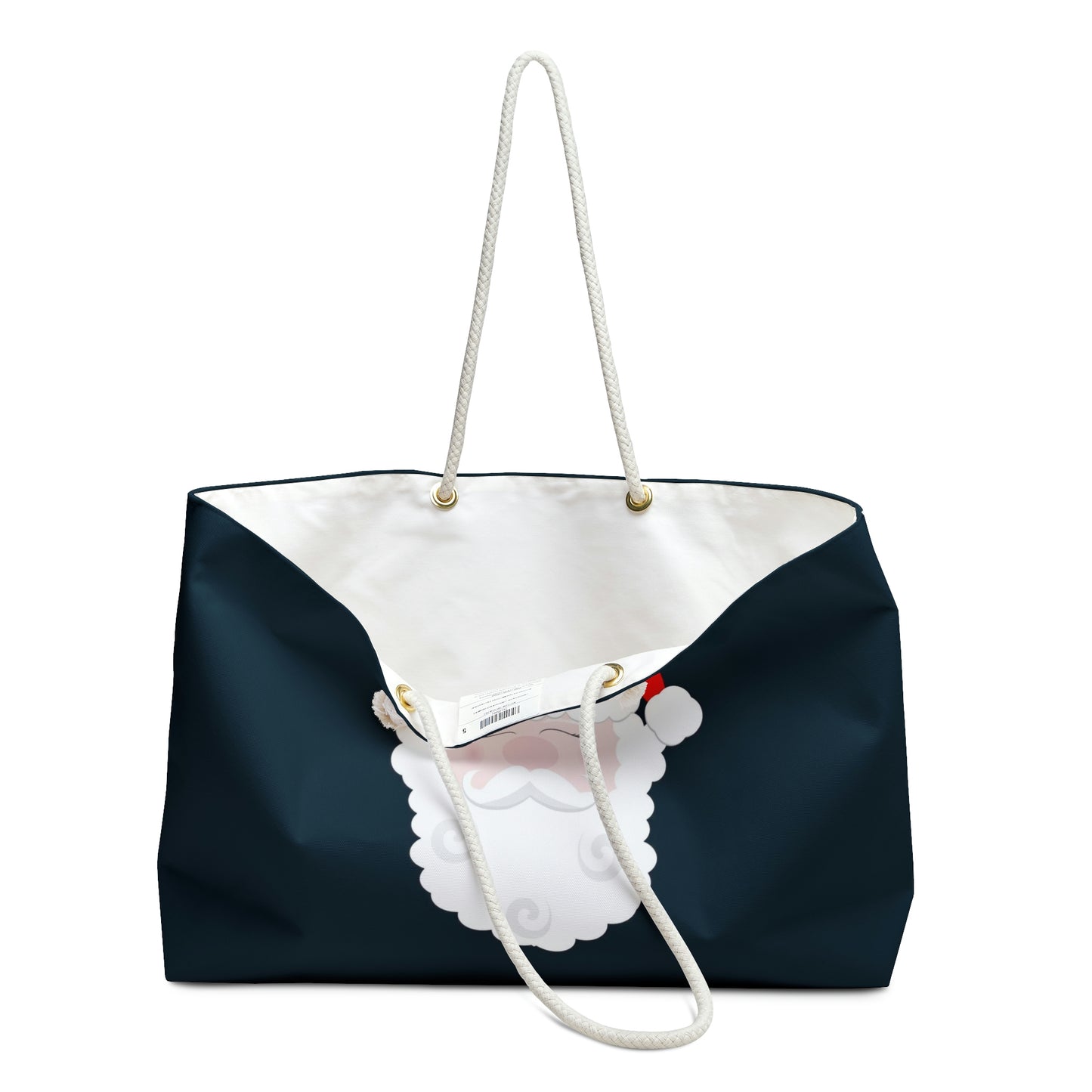 Weekender Tote Bag - Santa and Holly Berries & Leaves on Navy