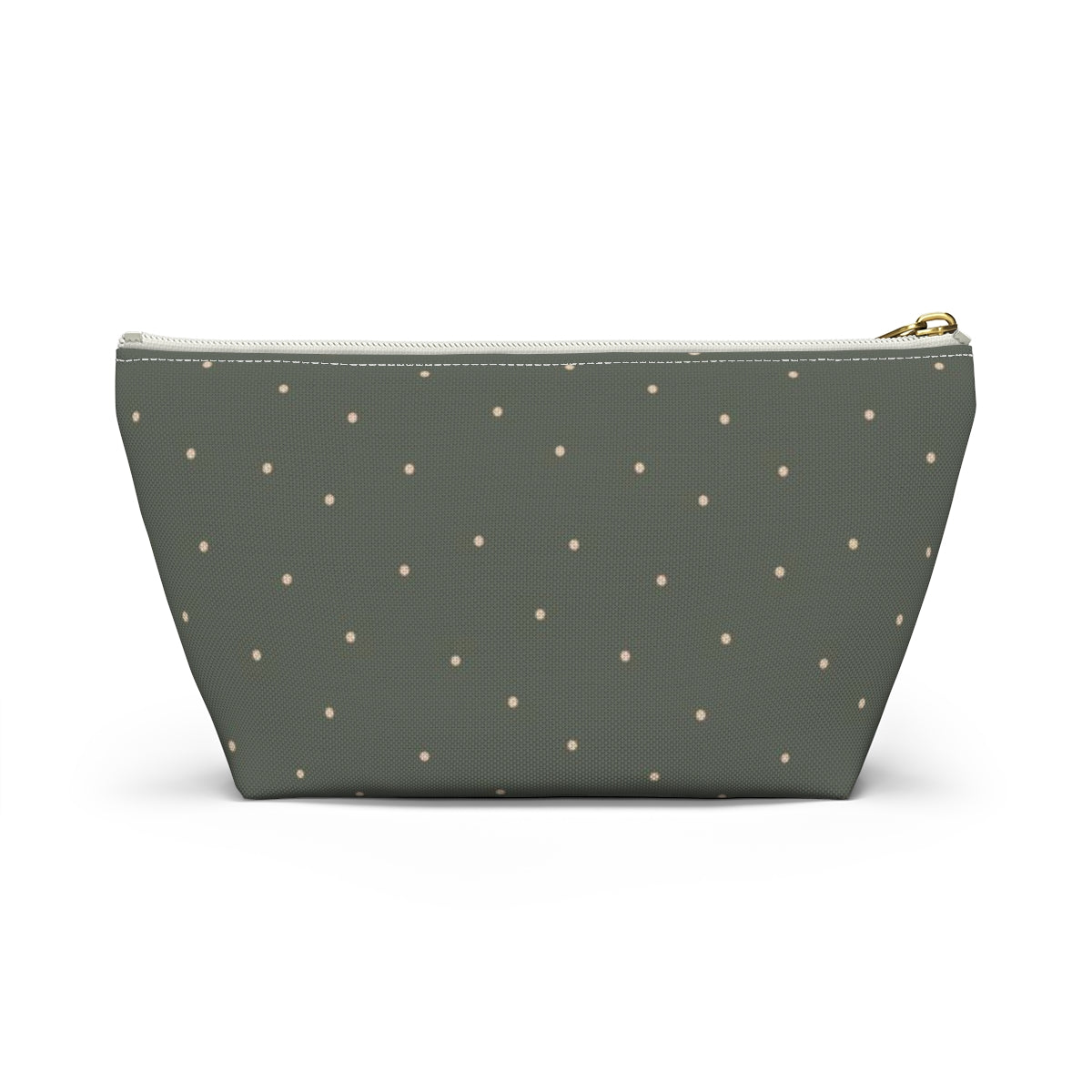 Big Bottom Zipper Pouch - Dots on Sage