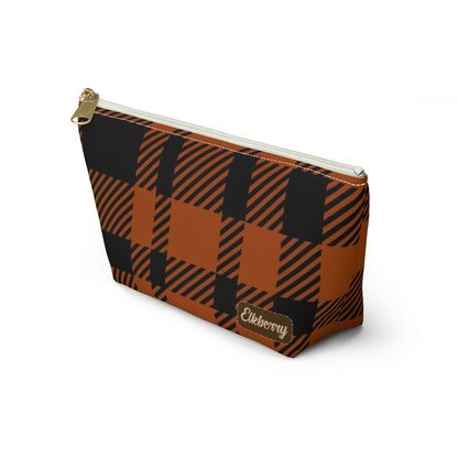 Big Bottom Zipper Pouch - Orange Buffalo Check, Orange Plaid