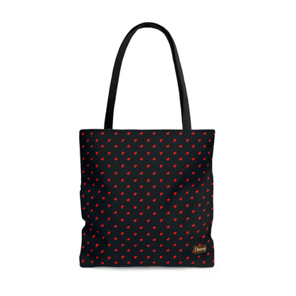 Lightweight Tote Bag - Red Hearts on Navy