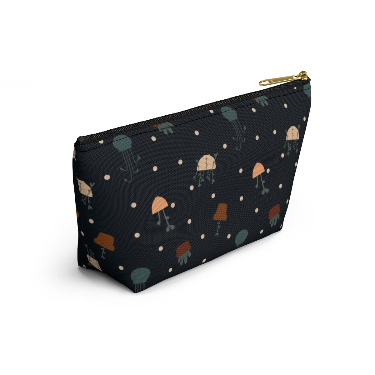 Big Bottom Zipper Pouch - Potted Plants in Navy