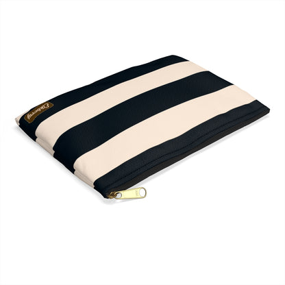 Flat Zipper Pouch - Navy/Cream Stripes