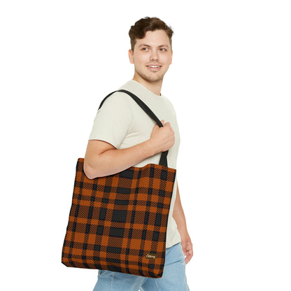 Lightweight Tote Bag - Orange Buffalo Check, Orange Plaid