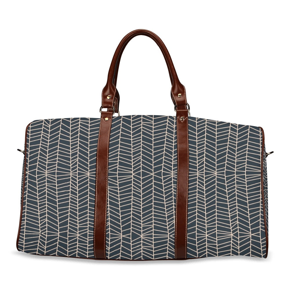 Herringbone - Navy Waterproof Travel Bag (Large)