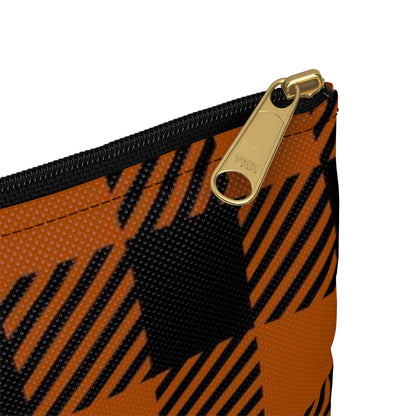 Flat Zipper Pouch - Orange Buffalo Check, Orange Plaid