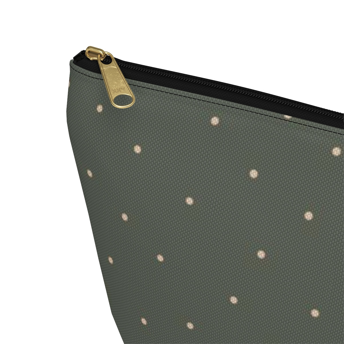 Big Bottom Zipper Pouch - Dots on Sage