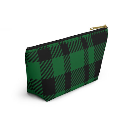 Big Bottom Zipper Pouch - Green Buffalo Check, Green Plaid