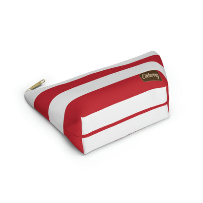 Big Bottom Zipper Pouch - Red/White Stripes