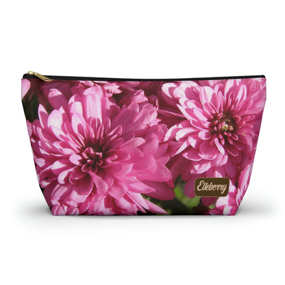 Big Bottom Zipper Pouch - Pink Mums