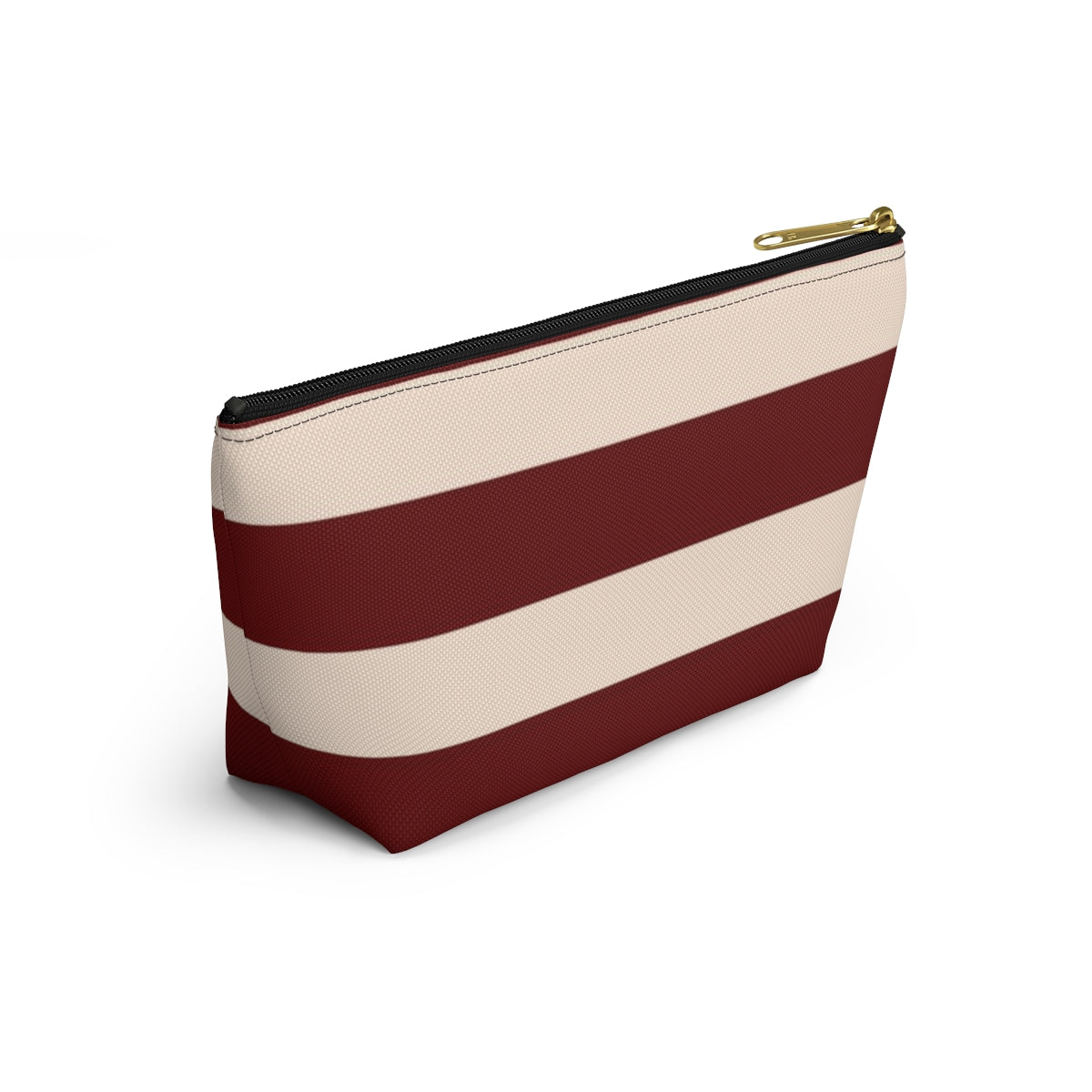 Big Bottom Zipper Pouch - Berry/Cream Stripes