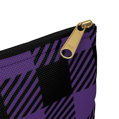 Flat Zipper Pouch - Purple Buffalo Check, Purple Plaid