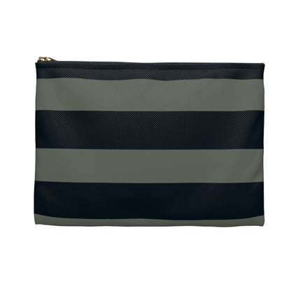 Flat Zipper Pouch - Sage/Navy Stripes