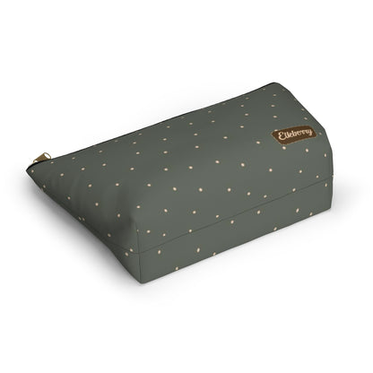 Big Bottom Zipper Pouch - Dots on Sage