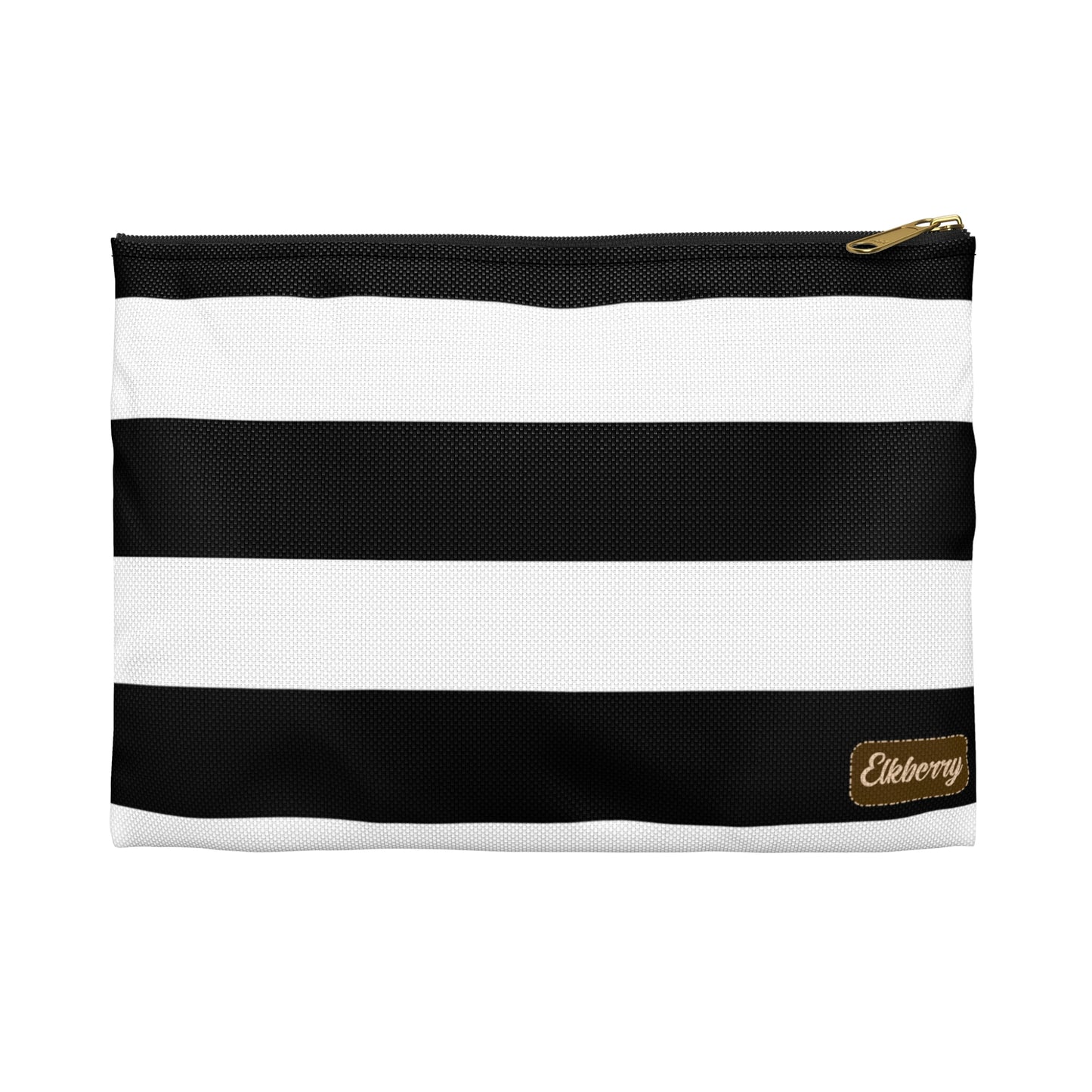 Flat Zipper Pouch - Black/White Stripes